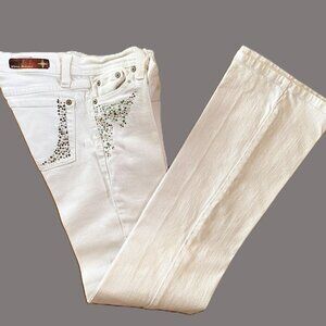 Flying Monkey Women's White Canvas Size "0" 26 x 32 Glitter Front and Back Decor